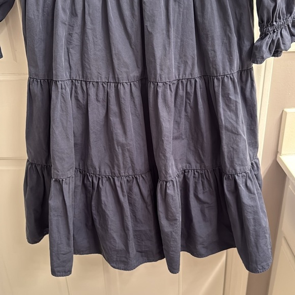Madewell Lizzie Tiered Cotton Poplin Mini Dress Puff Sleeve Babydoll Twilight - Picture 5 of 8